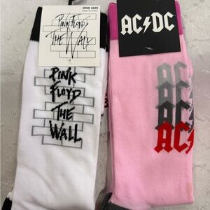 Socks Pink Floyd and AC/DC Themed Socks nwt size 7-12